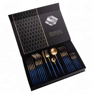 China Viable Wholesale Wedding Gift 24 Piece Sets Gold Plated Flatware Stainless Steel Cutlery Sets for sale