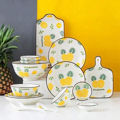 China Sustainable Eco - Friendly Ceramic Dinner Plate Cute Ceramic Dishes Set Dessert Dish for sale