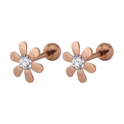 China Chengfen Rose Gold Flower Stainless Steel Cute Cool Texas Stud Earring for sale