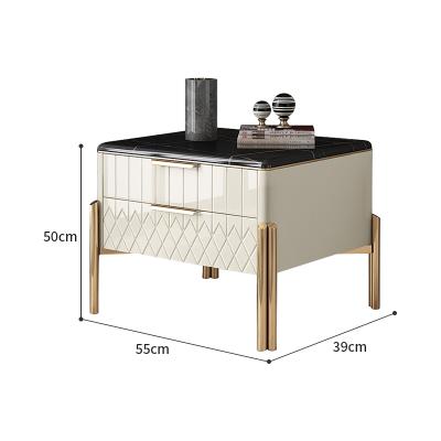 China Economical and Practical Light Luxury Modern Bedroom Set with Marble Nightstand Bedroom Furniture Home Furniture Bedrome Furniture/Rock Panel Bedside Table for sale