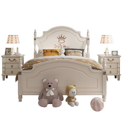 China American style children's solid wood storage girls single bed high storage box children's bed for sale