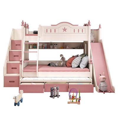 China Cute Storage Pink Fashion Boys And Girls Mother Bunk Bed for sale