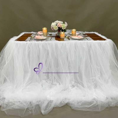 China TC091 waterproof satin gatherd table skirt for wedding table skirt skirting clip for sale