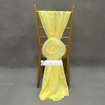 China C214#27 plain chiffon chair sash flower chair sash bow and chair sashes for sale