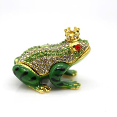 China Europe promotional crystal frogs crown trinket box jewelrymother's days gift trinket box for sale