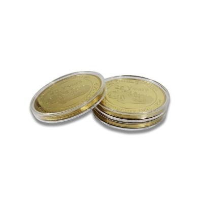 China China Wholesale Metal Fake 24k Gold Solid Pure Gold Plated Souvenir Coin With Box for sale