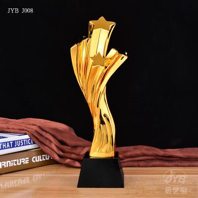 China Europe Gold Color Shining Trophy Four Stars Shaped Winner Trophy Customized Design Available for sale