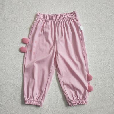 China Color Fade Proof Girl Long Pants kids clothing factory direct selling top design style solid color American pink pants for sale