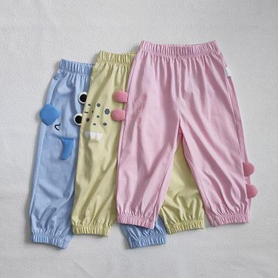 China Color Fade Proof OEM Girl Pants Kids Clothing Summer Chenille Cotton Wholesale Pants For 1-5 Years for sale