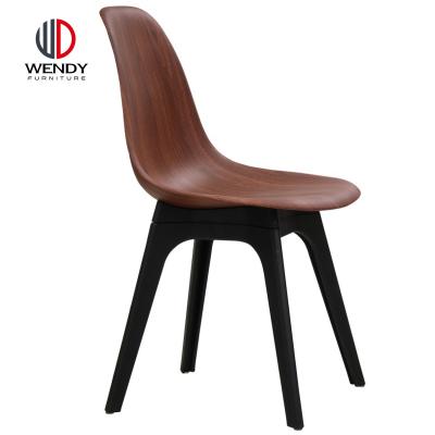 China Contemporary Cheap Special Model PP Seat With Wood Color Plastic Chair for sale