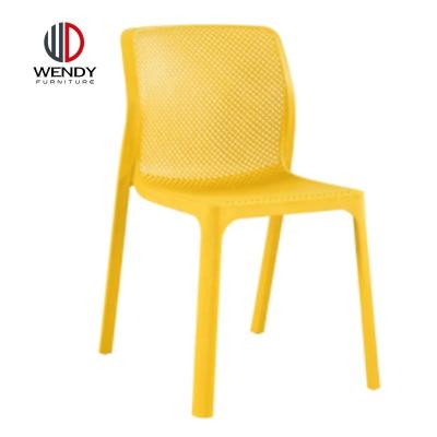 China Modern exterior using yellow color pp stackable plastic chair for sale