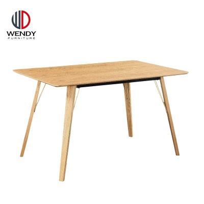 China Traditional Popular Design Ash Veneer Wood Top And Legs Rubber Wood Dining Table for sale