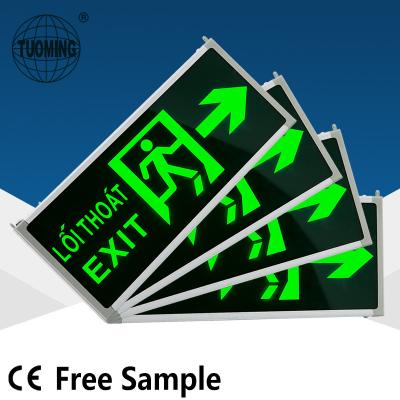 China Exit sign supplier excellent wall&hanging light support emergency exit sign&word support customized led sign panel front lighted ledge exit sign for sale