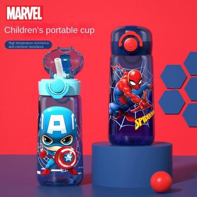 China Summer Outdoor Sports Kids Water Bottle Spiderman Captain America Viable Fashionable Hot Water Bottle With Lid Straw for sale