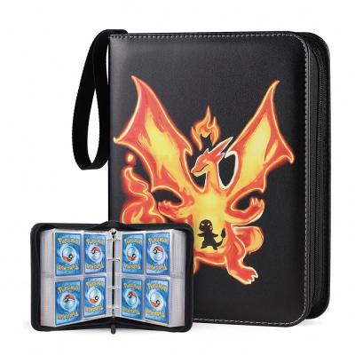 China 2022 fashionable PU leather sports paper basketball 4 9 pockets mining pokemon game cards collector folder holder binder with zipper for sale