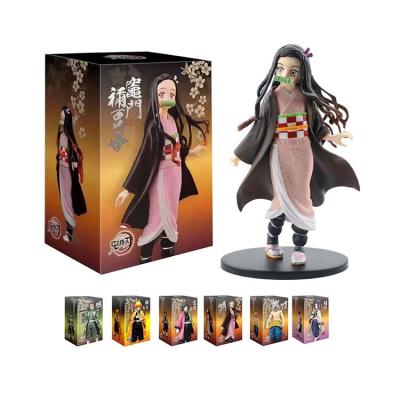 China Cartoon Toy New Anime 16CM Demon Slayer Kimetsu No Yaiba Action Figure Kamado Tanjirou Action Figure Agatsuma Zenitsu Nezuko Warrior PVC Model Toys for sale