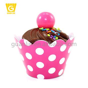 China Disposable Custom Christmas Dots Paper Baking Cups Striped White Cupcake Liners for sale