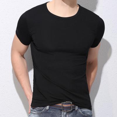 China Custom Made Gym 95% Cotton 5% Spandex Spandex T-shirts Anti-Wrinkle Neck Men's Oversized Plain O Workout Sports Slim Fit Blank T-shirts for sale