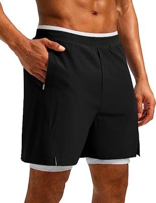 China Running Men 2 Anti-Wrinkle Mens Shorts In 1 Active Running Shorts Breathable With Zipper Pockets Light Workout Gym Sport Shorts for sale