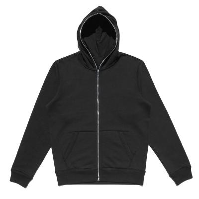 China Cheap Price Custom Manufacturer Anti-Wrinkle Kangaroo Pocket Plain White Full Face Zipper Black Hoodie For Men for sale