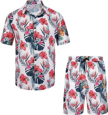 China QUICK DRY Mens Hawaiian Casual Short Sleeve Shirt And Shorts Sets Summer Beach 2 Piece Button Down Shirts And Shorts Outfit for sale