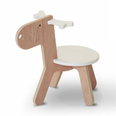 China Eco-Friendly Round Wooden Baby Stool Cartoon Chair Fawn Chair for sale