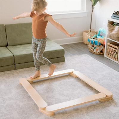 China Eco-Freindly Mini Wooden Montessori Gym Balance Beam Balancing Toys for sale