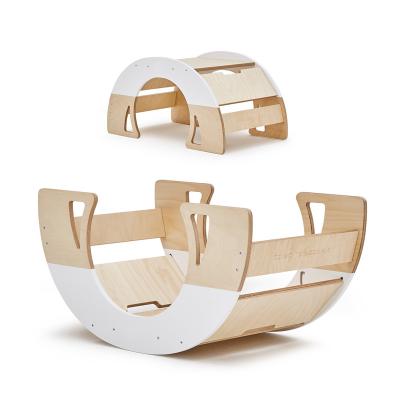 China Eco-Freindly Wooden Arch Rocker Table Montessori Climbing Bridge Tunnel Cradle Toys Climbing Frame Arch for sale