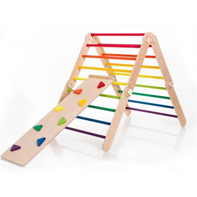 China Eco-Friendly Montessori Climbing Triangle Convertible Rain Bow Color Triangle Adjustable Climbing Triangle for sale