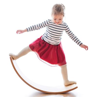 China Eco-friengly Customized Educational Montessori Balance Board Curvy Wood Board Shimmy Board Toys for sale