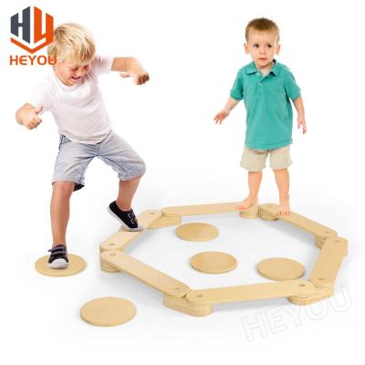 China Eco-Freindly Wooden Balance Beam for Indoor Kids and Outdoor Kids Balance Blocks Kids Play Equipment for Balance Coordination for sale