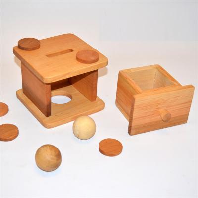 China Montessori Permanence Box With Lock Wooden Object Permanence Corner Balls Box HYO-1042 for sale