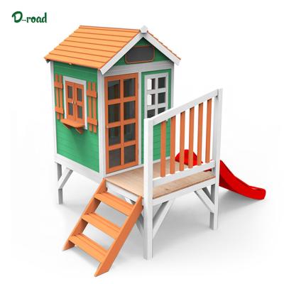 China China Supplier Easily Assembled Kids Toys Play House Wooden Playhouse With Slide for sale