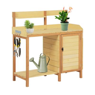 China Modern Garden Flower Pot Potting Bench Outdoor Wooden Workstation Table With Storage for sale