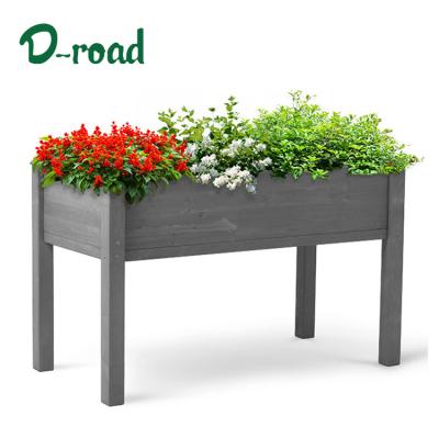 China Modern Hot Selling 2 Tier Fir Bed Wooden Raised Garden With Square Large High Planter Box Stand With Legs for sale