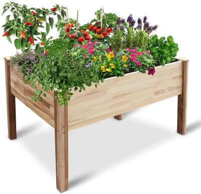 China CLASSIC Custom Outdoor Garden Planter Box Flower Pot Rectangular Raised Wooden Planter for sale