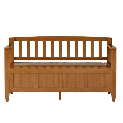 China 48 Inch Wide Storage Bench Golden Brown Traditional Solid Wood Garden Seat for sale