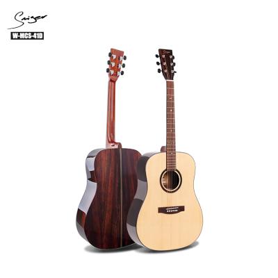 China Custom Acoustic Guitar Guangzhou Logo 41 Inch Guitar Solid Cedar Top Acoustic Guitar With EQ Guitar for sale