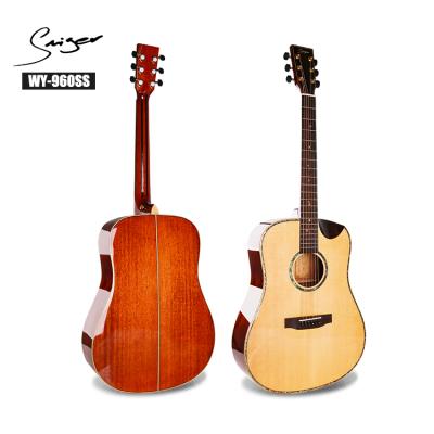 China High Grade 41inch Solid Wood Solid Spruce Acoustic Guitar With Fingerboard Inlay Electric Guitar Pickup for sale