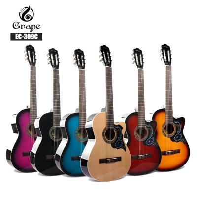 China Classical guitar factory custom 39 inch classic guitar student cutaway kit for sale