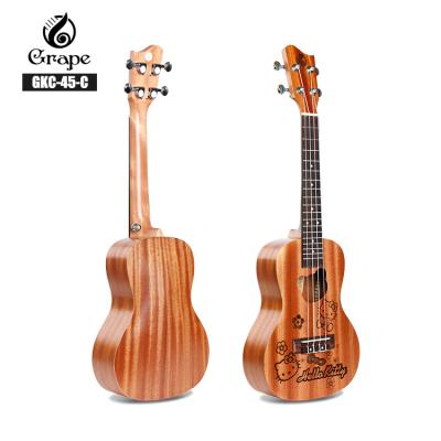 China Kids OEM Stylish Colorful Ukulele Engraved Ukulele With Instrument Tuner for sale