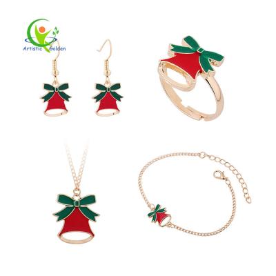 China Promotional Type Metal Christmas Bell Europe Girls Women Shape Dropping Pendant Jewelry Set for sale