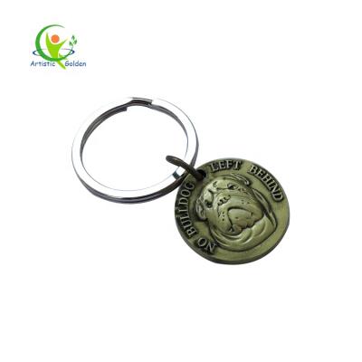 China Round Square Key Chain Metal Raised Staff Woven Viscous 3D Mirror Protein Flower Door Embossed Key Dog Tag Chain / for sale