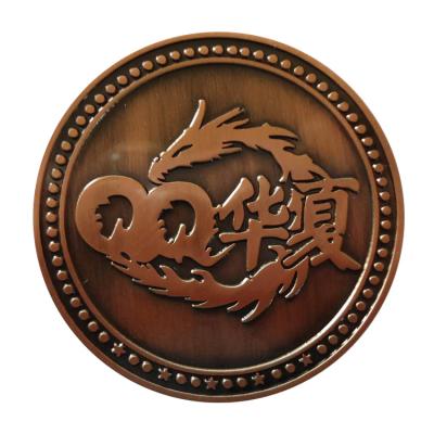 China Hot Selling Custom-Engraved China Chinese Characters Metal Coins Old Challenge Gold Plated Coin for sale