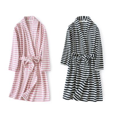 China Casual Fleece Fabric Thermal Stripe Home Life Long Sleeve Sleepwear For Women Men for sale