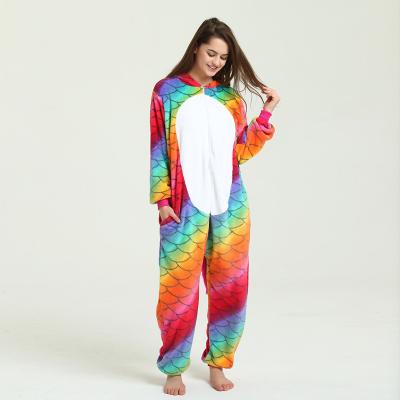 China Thermal Wholesale Fish Measures Rainbow Siamese Unicorn Pajama Adult Woman Jumpsuit Onesie for sale