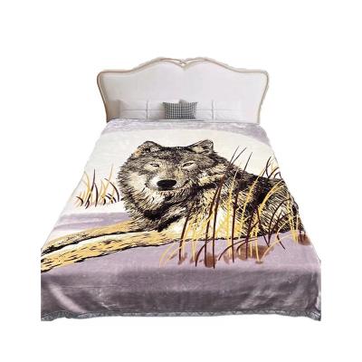 China PORTABLE Hot Sale Customized Reschel Super Soft Polyester Animal Cloud Fleece Design Wolf Print Blanket for sale