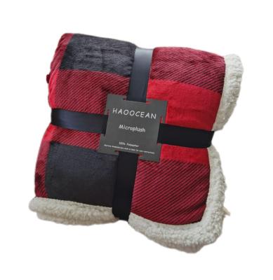 China Hot Sale Folded Customized Fleece Flannel Polyester Geometry Design Super Soft Sherpa Blanket for sale