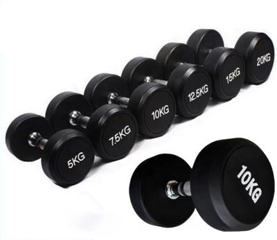 China Universal 5-120lb 1-50kg Customize Rubber Coated Round Dumbbell For Sale for sale