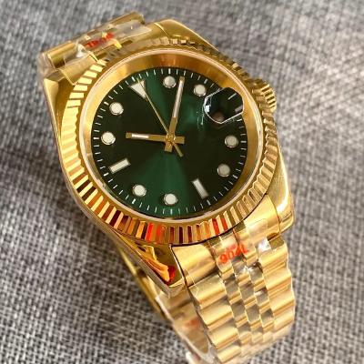 China Luxury High Quality Alarm Watch Men's Day Date Fluted 904L Gold Sapphire Glass 3A Yellow Stainless Steel Mechanical Watch 2023 for sale